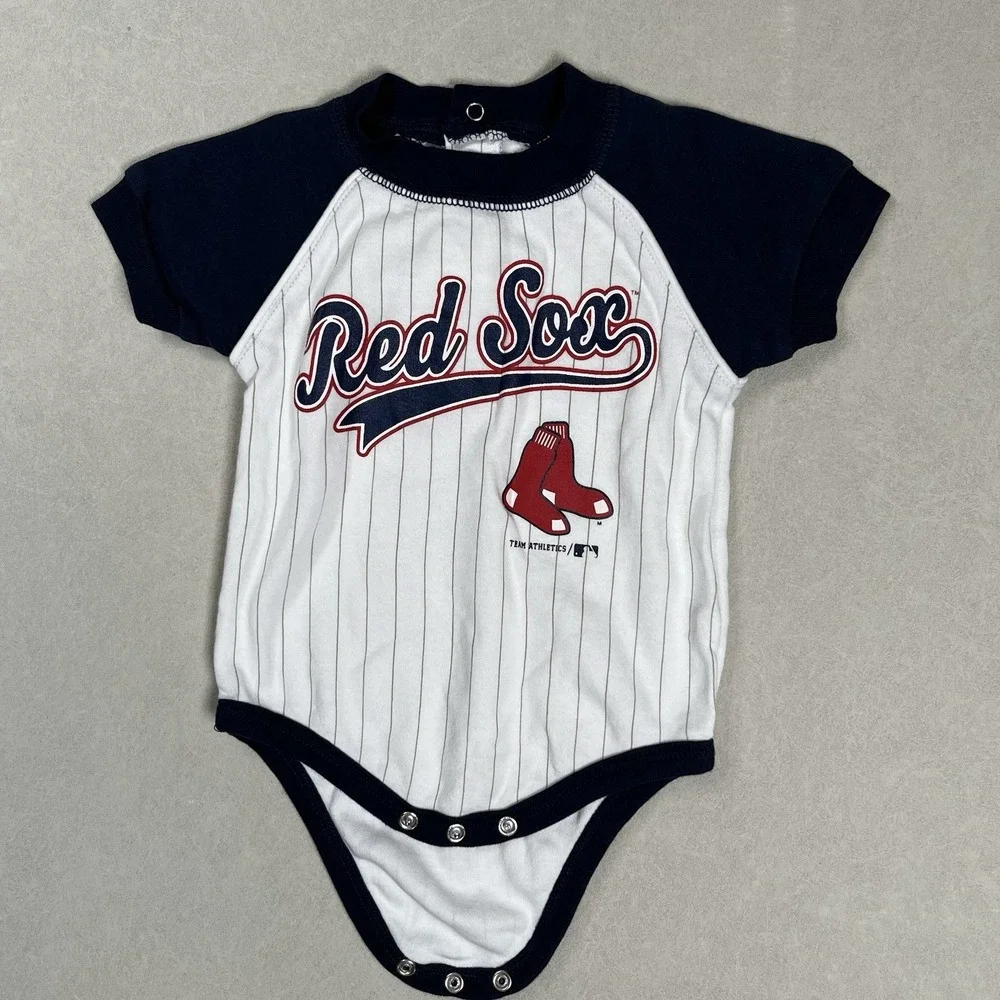 MLB Genuine Merch Boston Red Sox White Short Sleeve‎ One Piece Bodysuit 3/6 Mo